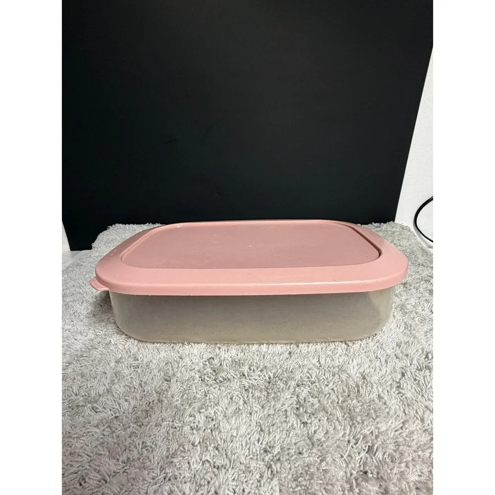 Super Seal 116 oz 3.4L Large Food Storage Container Clear Pink Lid‎ Rectangular